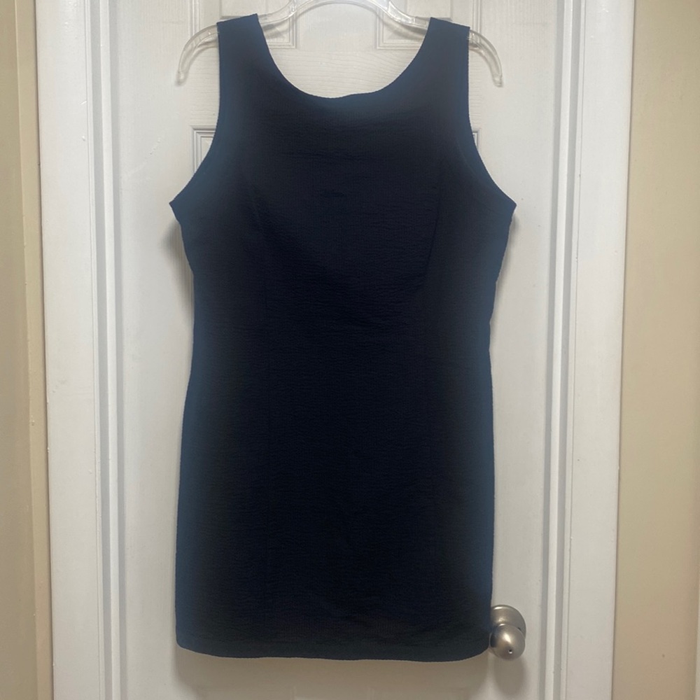 Lauren James Seersucker Black Dress